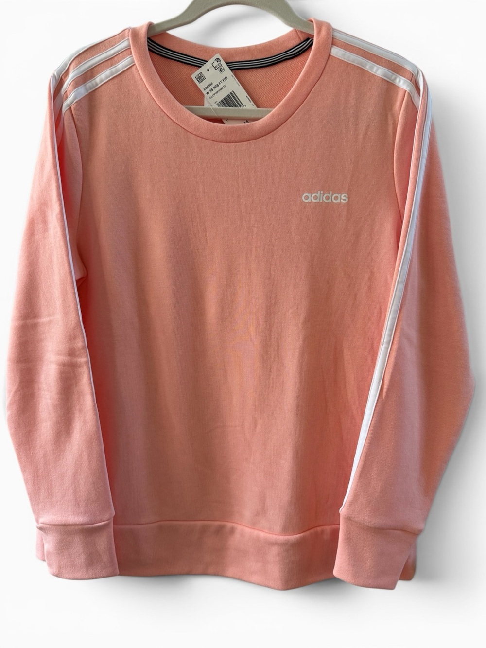 Adidas Women's Peach Crew Sweatshirt with White - Three-Stripes